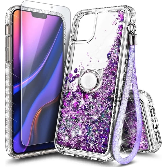 NGB SUPREMACY For iPhone 12/12 Pro Phone Case Screen Protector Ring Holder Wrist Strap Lanyard Shiny Sparkly Glitter iPhone 12/12 Pro Case Cover