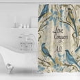 thumbnail image 4 of Extra Long Shower Curtain 72x84 Inch, Vintage Blue Birds Shower Curtain Waterproof Bathroom Decor Summer Botanical Retro Floral Fabric Bath Curtain Set Accessories with Hooks, 4 of 6