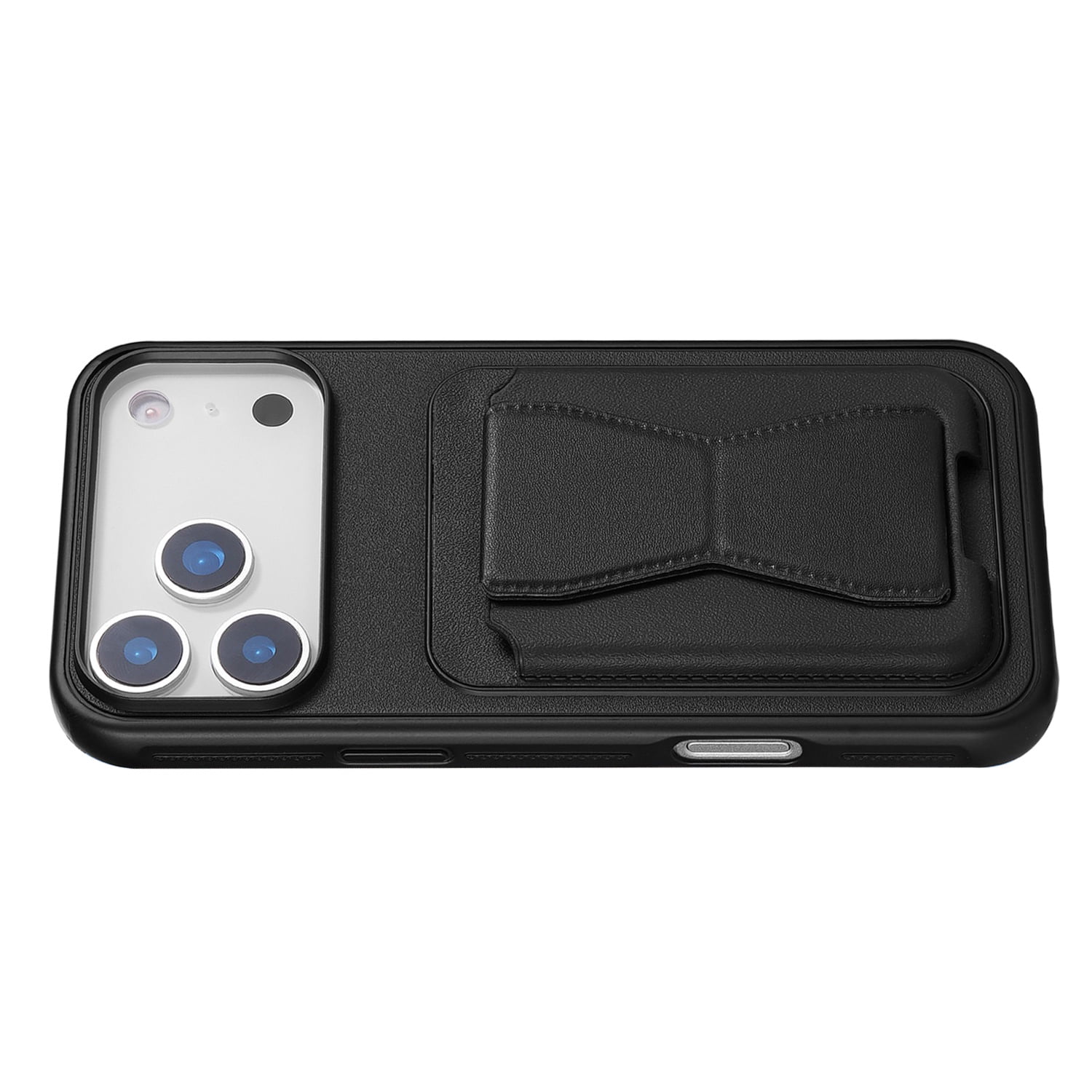 MagSafe Leather Wallet Case with Built-In Stand for iPhone 17 Pro Max - Black