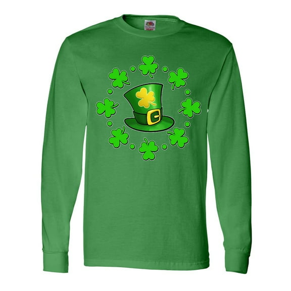 Inktastic St. Patricks Day Shamrocks and Hat Long Sleeve T-Shirt