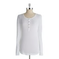 thumbnail image 1 of Splendid Womens Thermal Long Sleeves Henley Top White S, 1 of 3