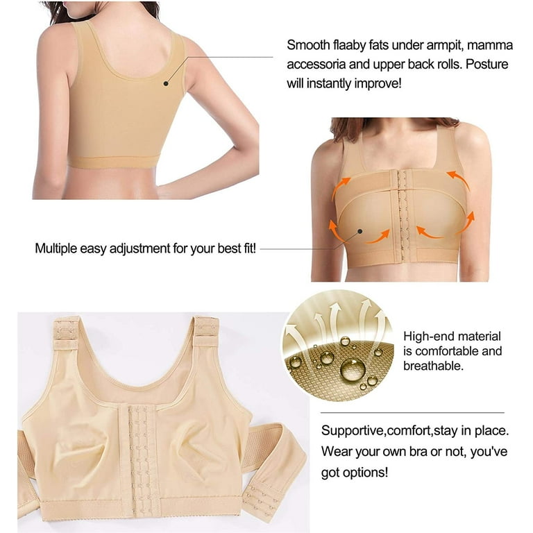 Womens Front Closure Bra Post-surgery Posture Corrector Shaper Tops With  Breast Support Band