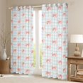 thumbnail image 2 of Manfei Modern Geometric Grid Blackout Curtains,Pink Kawaii Bowknot Window Curtains Pack of 2 (38x45 Each), 2 of 6