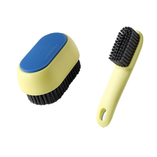 2 piezas de cepillo de lavado de zapatos para el hogar, cepillo de zapatos de mango largo, cerdas suaves, cepillo de limpieza multifuncional para uso diario en el hogar