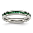 thumbnail image 2 of Stainless Steel 4mm May Green CZ Ring, 2 of 9