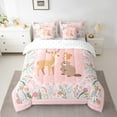 thumbnail image 2 of Erosebridal Floral Animal Bedding Set 7Pcs - Cute Sika Deer Squirrel Comforter Set Twin Size for Teen Woodland Animal Comforter with 2 Sheets,2 Pillowcases,2 Throw Pillow Covers, 2 of 5