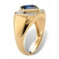 thumbnail image 2 of PalmBeach Jewelry Men's Square-Cut Created Blue Sapphire Octagon Ring 1.24 TCW in 18k Yellow Gold-plated Sterling Silver, 2 of 6