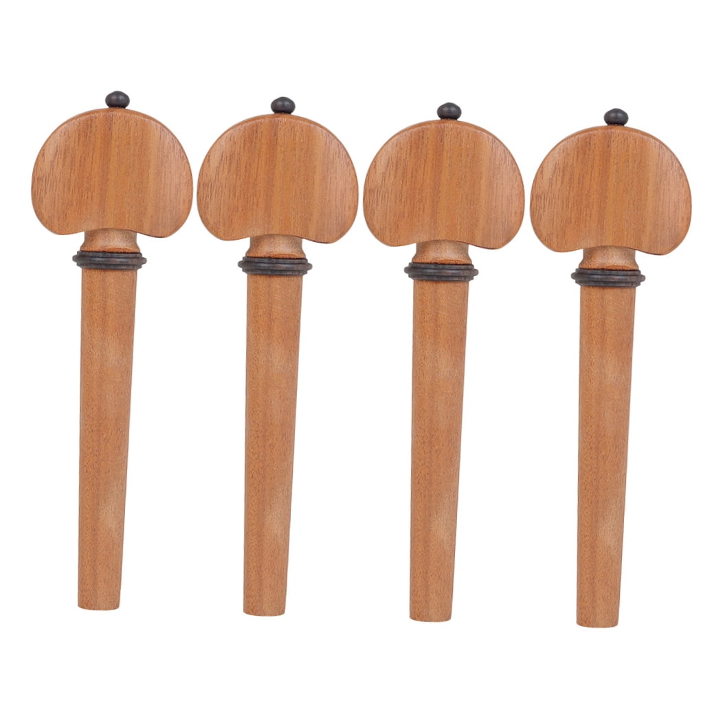 PAMINGONO 4-Pack Wooden Cello Tuning Pegs in Coffee Color, Easy Installation and Removal for Precise and Smooth Tuning