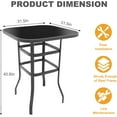 thumbnail image 2 of Patio Bar Height Table, Metal Frame Patio Bar Table Tempered Glass, Height High Top Outdoor Table for Backyard, Poolside and Garden, 2 of 8