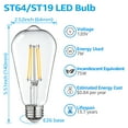 thumbnail image 2 of TORCHSTAR 75W Watt Equivalent ST64/ST19 LED Light Bulb, E26 Edison Base, Dimmable, 2700K Soft White , Pack of 6, 2 of 8