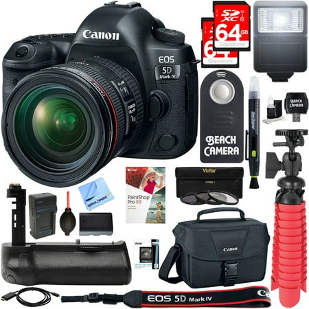 Canon EOS 5D Mark IV 30.4 MP Full Frame CMOS DSLR Camera + EF 24-70mm f/4L IS USM Lens + Accessory Bundle