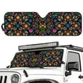 thumbnail image 2 of Uorisanigo Windshield Sun Shade for 2018-2024 2025 Jeep Wrangler JL, Tribal Ethnic Flowers Windshield Sunshade Sun Visor Blocks UV Rays, Front Window Heat Shield 2020-2024 Jeep Gladiator JT, 2 of 7