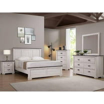 Contemporary 4pc Panel Full Size Bed Dresser Mirror Nightstand Bedroom Set Wooden Furniture Chalk Finish