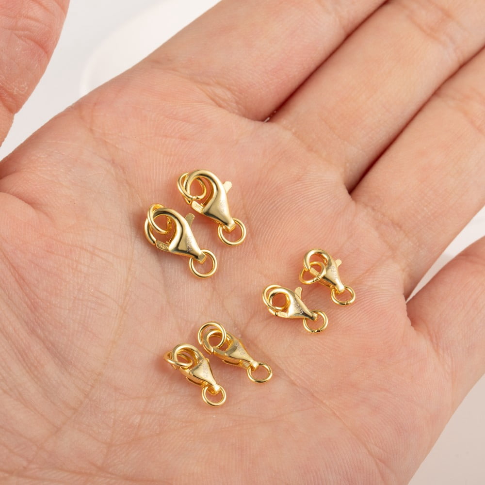 Lancharmed 14K Gold Plated Circle Lobster Clasp 6Pcs Necklace Jewellery Clasp Necklace Extenders for Women Unique Gifts