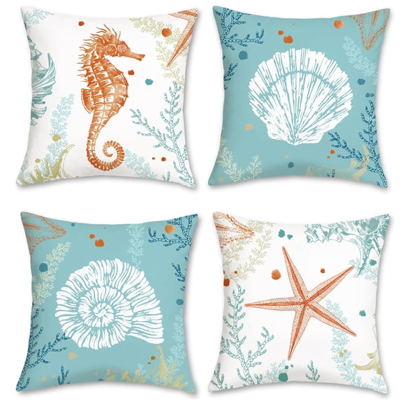 Juego de 4 fundas de almohada decorativas Bonhause Coastal, 45 x 45 cm