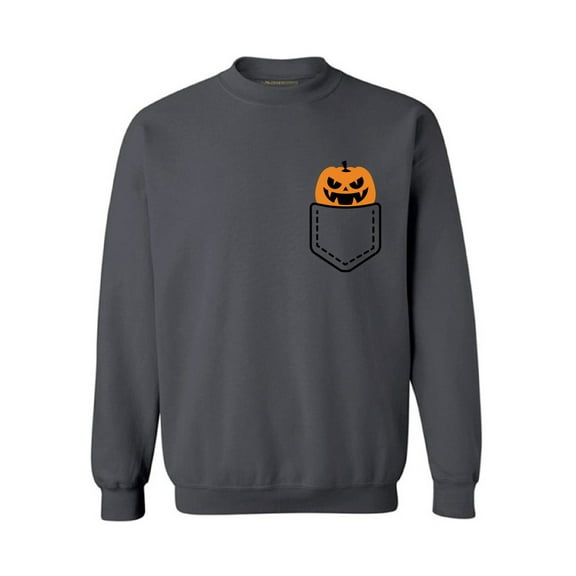 Awkward Styles Halloween Pumpkin Pocket Sweatshirt Halloween Patch Sweater for Men Halloween Sweater for Women Spooky Gifts Jack-O'-Lantern Pocket Sweatshirt Cute Pumpkin Face Pocket Sweater