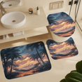 thumbnail image 6 of 4 Piece Decor Shower Curtains Sets Bath Mat U-Shaped Floor Mat Toilet Lid Oval Rug Palm Trees at Sunset with Flowers And A Hammock Bath Curtain Palm Tropical Beach Summer Tree, 6 of 8