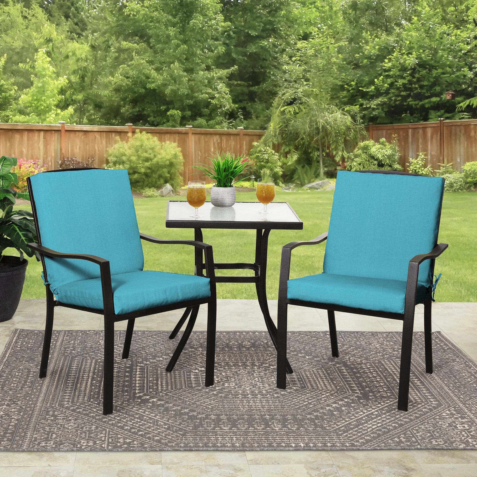 Mainstays 37"L x 19.5"W Aqua Blue 1 Piece Rectangle Outdoor Chair Cushion