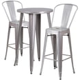 thumbnail image 2 of Bowery Hill 3 Piece 24" Round Metal Patio Pub Set in Silver, 2 of 4