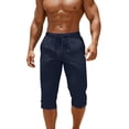 thumbnail image 2 of Xdegoge Mens Capri Pants Casual Elastic Waist Drawstring Lightweight Below Knee Cropped Trousers with Pockets Workout Lounge Summer Vacation Shorts, 2 of 9