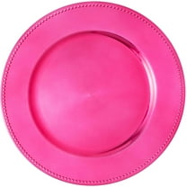 Simply Elegant Beaded Edge Plastic Charger Plate | Service Plate for Parties, Dinner, Weddings, Quinceaneras and Events | 13 inch Diameter | Magenta- Gloss Finish | Set of 24