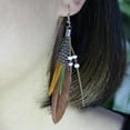 thumbnail image 2 of LANCHARMED Hypoallergenic Silver Plated Featherlight Brown Feather Earrings, Valentine's Party Gift for Women, 2 of 5