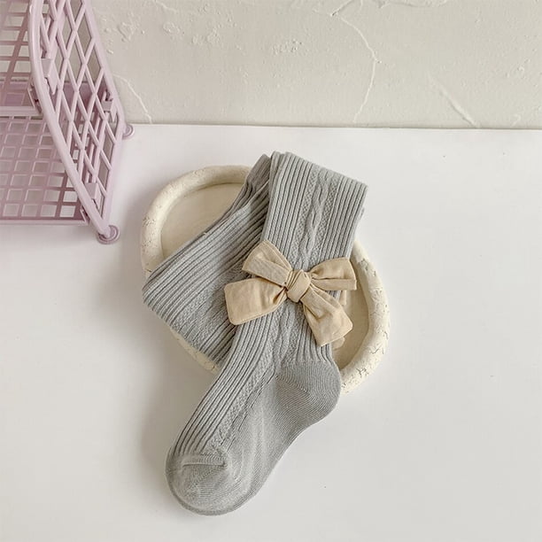 Medias de primavera y otoño para bebés, pantimedias con lazo para niñas pequeñas, medias cálidas de invierno para niños, mallas de algodón peinado de 0 a 12 años (4-6T) Gao Jinjia LED