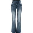 thumbnail image 1 of Jeans acampanados con parte inferior acampanada para mujer Botón lateralAzul marinoX-Large, 1 of 5