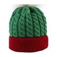 thumbnail image 5 of HESHENG Toddler Baby Boy Girls Christmas Beanie Cap Color Block Winter Warm Cable Knit Hat, Green&Red, 5 of 6