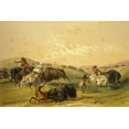 thumbnail image 2 of Catlin, George 24x17 Gold Ornate Wood Framed with Double Matting Museum Art Print Titled - Buffalo Hunt, A Numerous Group, 2 of 4