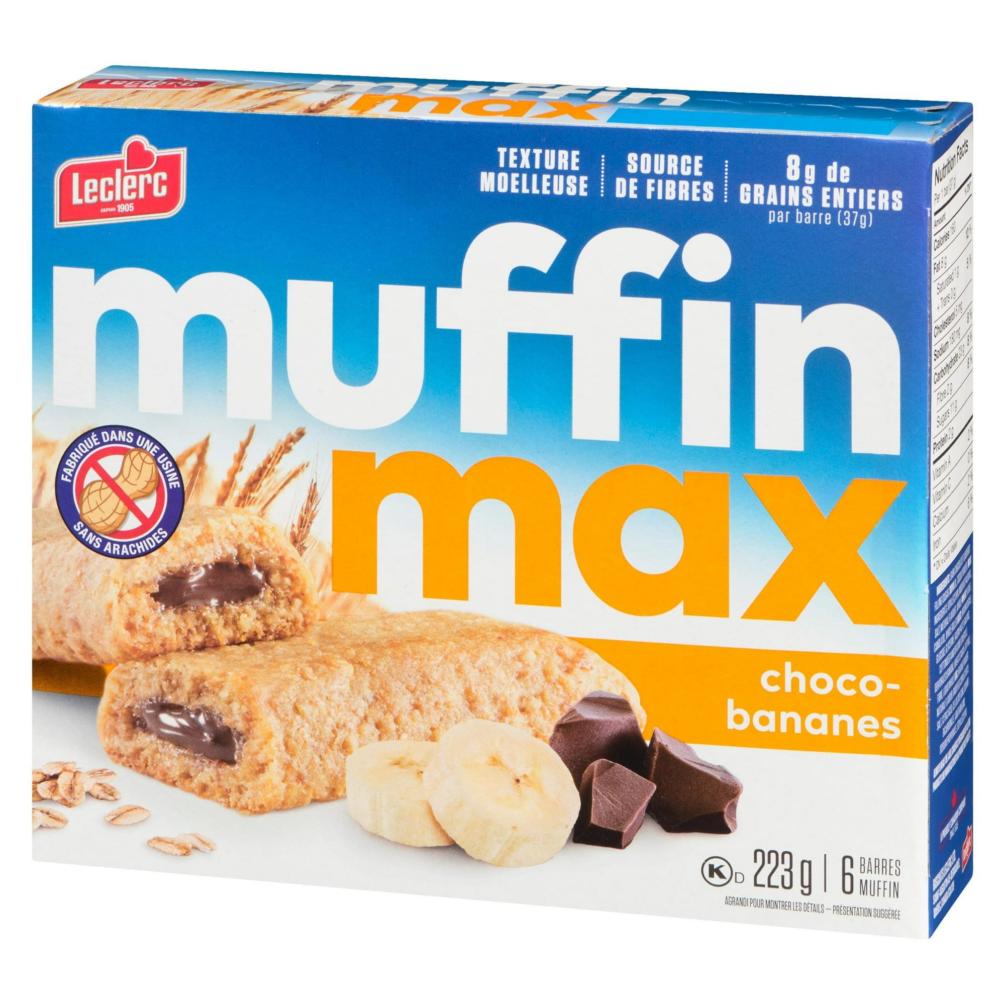 Muffin Max Choco Bananes Barres 223g / 6 barres muffin