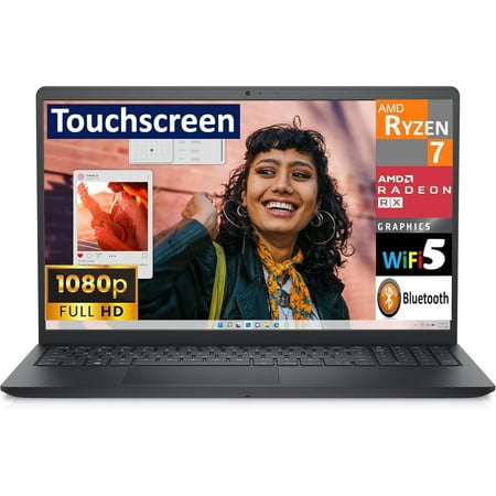 Dell Inspiron 15.6" FHD Touchscreen Laptop | AMD Ryzen 7 7730U(Beat Intel Core 7 150U) | AMD Radeon Graphics | Black | 32GB RAM | 512GB SSD | Windows 11 Home |