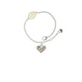 thumbnail image 2 of Delight Jewelry Silvertone Small Heart with Pink Ribbon ''The Cure'' - Goldtone Leaf Delicate Bracelet, 6.25+1.75", 2 of 4