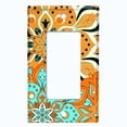 thumbnail image 5 of Metal Light Switch Plate Cover Orange Teal Flower Mandala Tile Pattern MDL016, 5 of 13