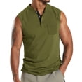 thumbnail image 3 of Abtuhar Men Summer Tops Short Sleeve Solid Round Neck Button Sleeveless Tank, 3 of 5
