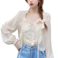 thumbnail image 1 of Blusa abierta al frente, blusa de gasa con frente abierto Blusa de gasa con frente abierto Tecnología de vanguardia, 1 of 9