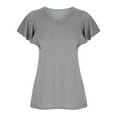 thumbnail image 2 of Chbgutlmr Work Tops for Women Ruffle Short Sleeve V Neck Tunic Tops Tees Slim Comfy Casual Shirts Summer, 2 of 5