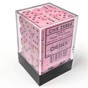 Chessex CHX25864 D6 Cube 12 mm Dice, Opaque Pastel Pink & Black - Set of 36