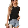 thumbnail image 1 of Camiseta sin mangas holgada para mujer, camiseta sin mangas de punto con cuello redondo elástico de Color puro sin mangas para verano, 1 of 8