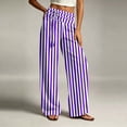 thumbnail image 6 of Costeam Womens Striped Wide Leg Pants Drawstring High Elastic Waist with Side Pockets Loose Fit Straight Leg Lightweight Soft Breathable Casual Long Trousers Comfy Relaxed Fit Bottoms, 6 of 6