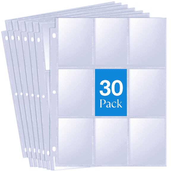 MaxGear 9-Pocket Card Sleeves, 30 Pack, 540-Pocket Double-Sided Trading Card Pages for 3 Ring Binder