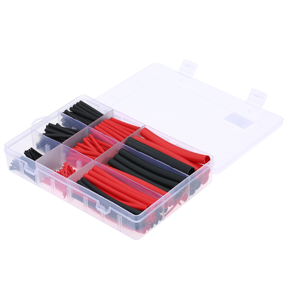 Have Long Lasting Insulation Function 3:1 Heat Shrink Tube with Storage Box 6 Sizes for Cable Wire Repair 270 pcs Dual Wall Heat Shrink Tubing kit Black and Red