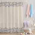 thumbnail image 2 of Shower Curtain Spring Floral Line Art Shower Curtains for Bathroom Decor, Waterproof Polyester Shower Curtain Set with Hooks, Standard Size 72" x 72" Linen Texture, 2 of 9
