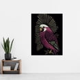 thumbnail image 2 of Tropical Bird Jungle Deep Green Linocut Retro Vintage Extra Large XL Wall Art Poster Print, 2 of 3