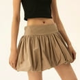 thumbnail image 6 of Women'S High Waist Ruffle Hem Bubble Mini Skirt A Line Flared Cute Skirts Streetwear Camel XL, 6 of 7