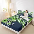 thumbnail image 4 of jejeloiu Rugby Game Gamer Queen Sheet Sets,Football Sport City Bed Set For Ball Lover 4-Piece, 4 of 7