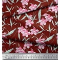 thumbnail image 3 of Soimoi Red Cotton Poplin Fabric Leaves & Freesia Floral Fabric Prints By Yard 42 Inch Wide, 3 of 3