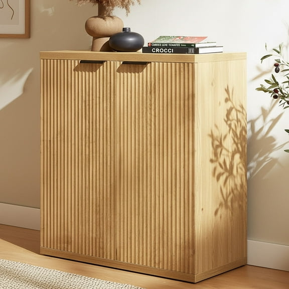 FurnPulse Buffet Cabinet with Storage, 32'' Sideboard Fluted Modern Boho Accent Credenza, Mid Century TV Stand, Minimalist Coffee Bar Console Table for Living Room, Entryway, Dining Room