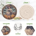 thumbnail image 4 of Haosy Set of 6 Drink Woven Coaster with Holder Heat Resistant Non-Slip Bar Coasters 4 Inches Anime Witch Sit on Broom, 4 of 7