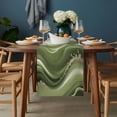 thumbnail image 2 of Green Abstract Waves Table Runner - 120 Inch Long, Kitchen Dining Table Runner Dresser Scarves, Gradient Fluid Luxury Oil Painting Farmhouse Decor for Coffee Tables Wedding Party Banquet, 2 of 8